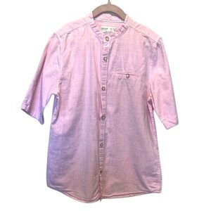 Zara Boys button Down Round Neck Shirt Size 9-10 Linen Look